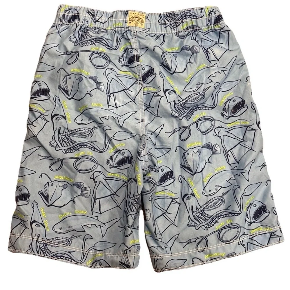 Gap Kids Shark Print Swim Trunks Boys XXL 14-16 Blue Mesh Lined